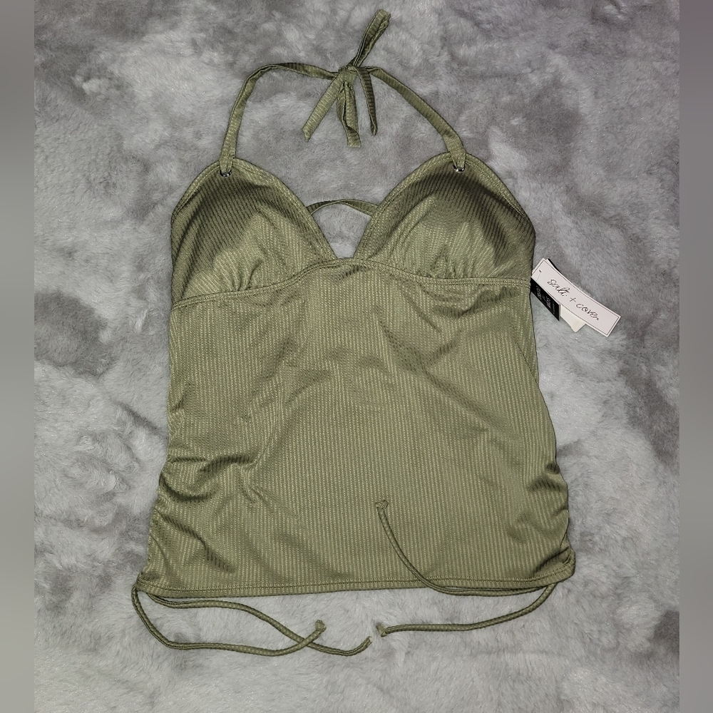 NWT Salt + Cove Green Halter Bathing Suit Top